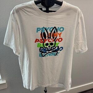 Psycho Bunny White Tee with Colorful Logo